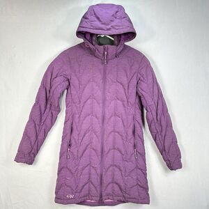 Outdoor‎ Research Aria Storm Parka Womens Small Purple Goose Down Full Zip Coat